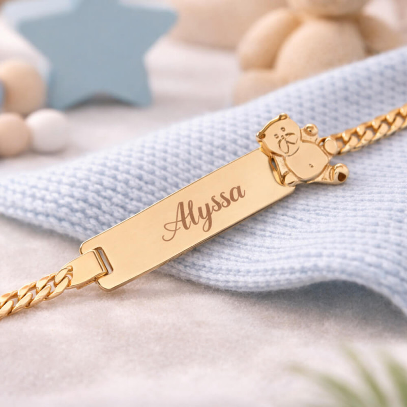 Bracciale bambino orsetto placcato oro