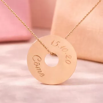 Collana disco placcato oro personalizzata