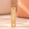 Collana con pendente verticale cuore placcato oro