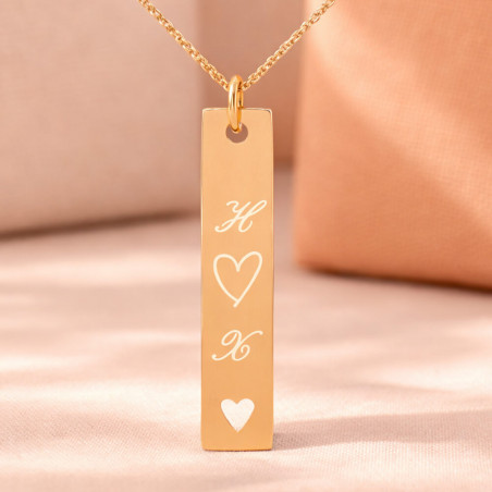 Collana con pendente verticale e iniziali placcato oro