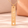 Collana con pendente verticale e iniziali placcato oro