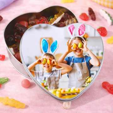 Scatola a cuore di caramelle personalizzata con foto