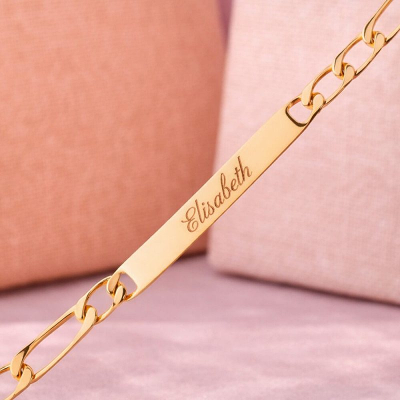 Bracciale Figaro sottile placcato oro inciso