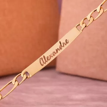 Bracciale Figaro placcato oro inciso