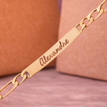 Bracciale Figaro placcato oro inciso