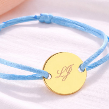 Bracciale con medaglietta rotonda placcata oro personalizzata