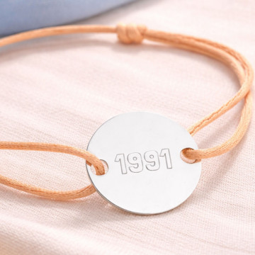 Bracciale con medaglietta rotonda in argento personalizzata
