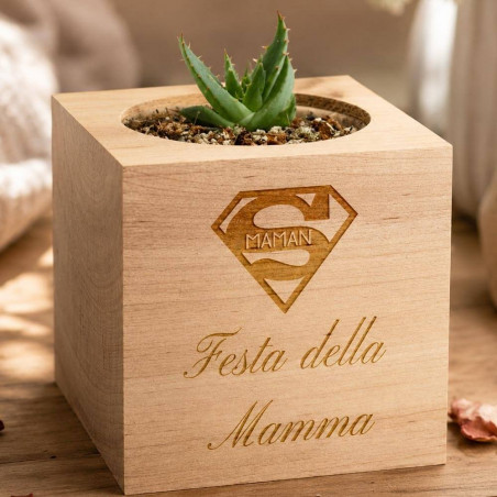 Ecocube in legno personalizzato con incisione e semi