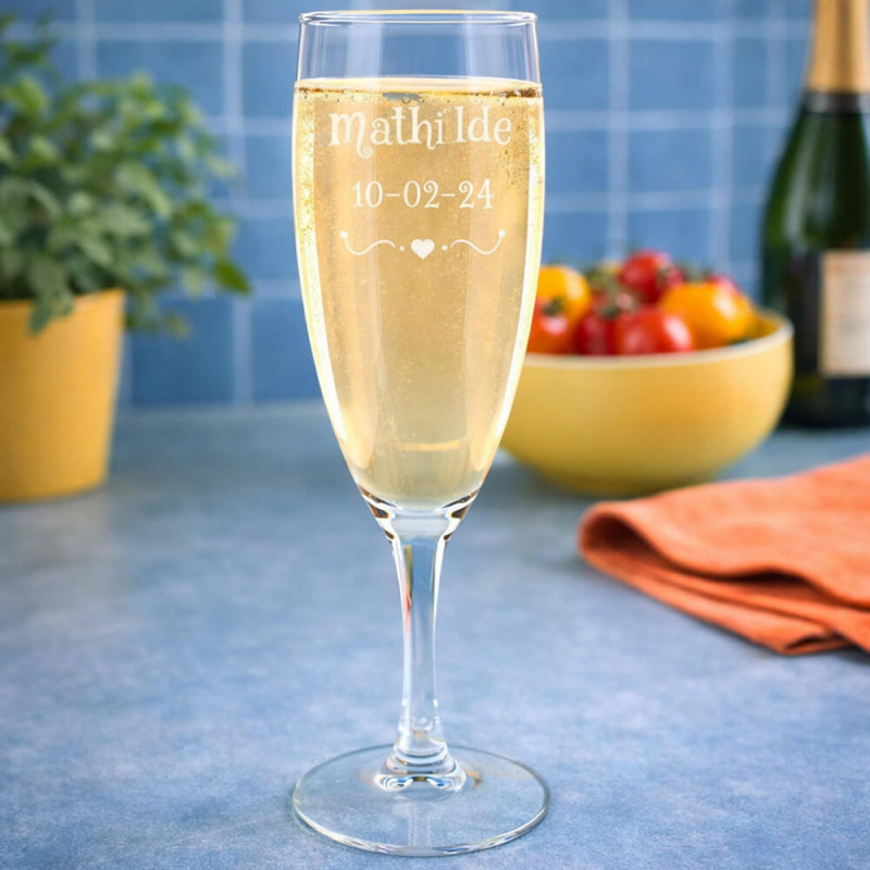 Flûte da champagne con cuore personalizzata