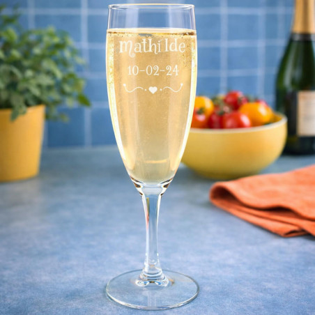 Flûte da champagne con cuore personalizzata