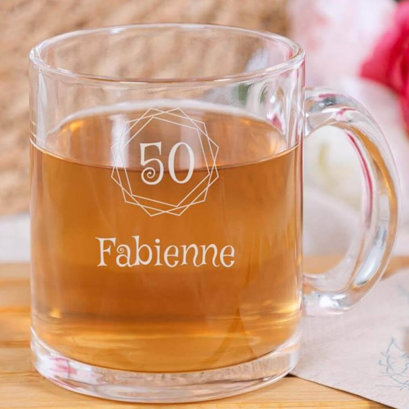 Tazza in vetro compleanno personalizzata