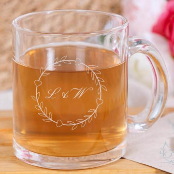 Tazza in vetro con cuore personalizzata