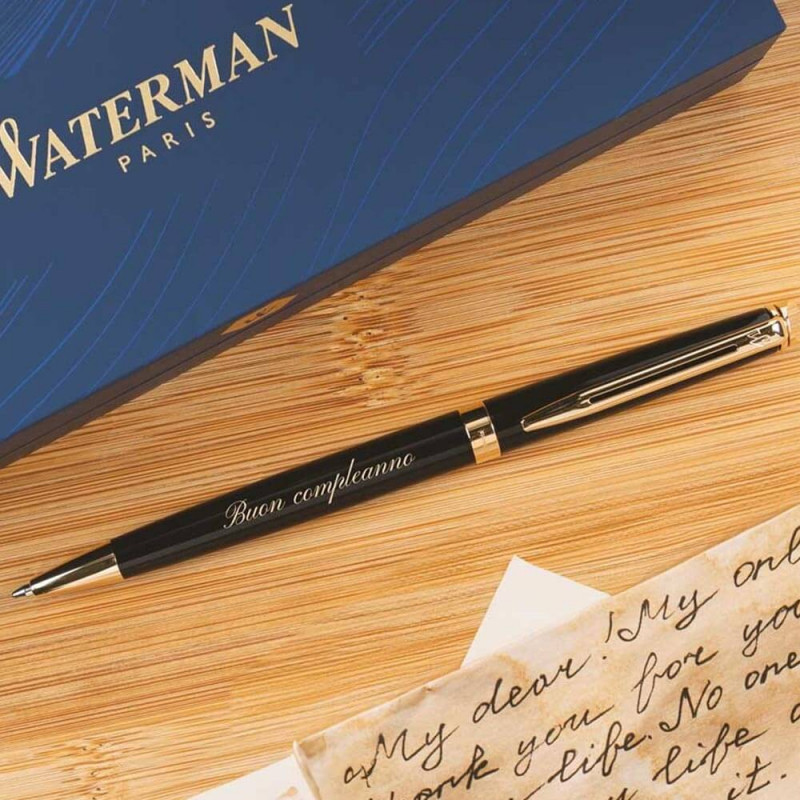 Penna a sfera Waterman Hémisphère nera e oro personalizzata