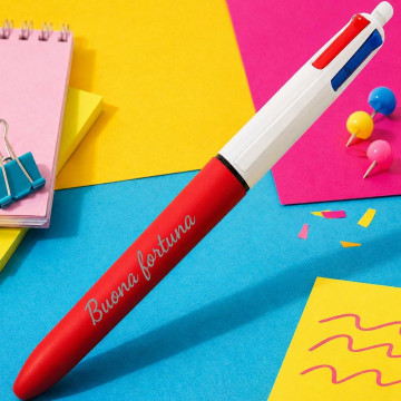 Penna Bic 4 colori rossa personalizzata