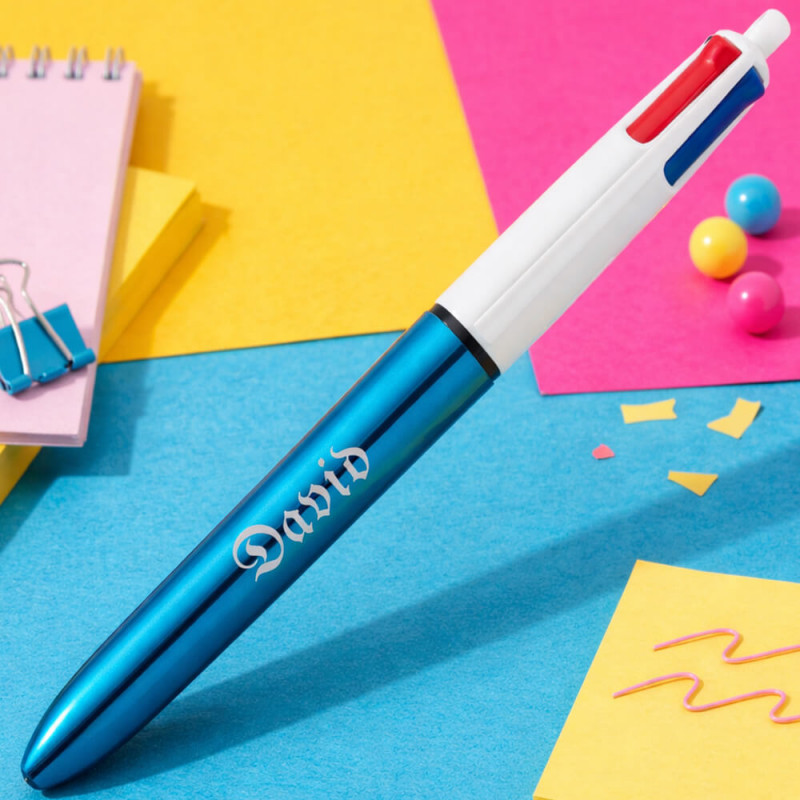 Penna Bic 4 colori blu personalizzata