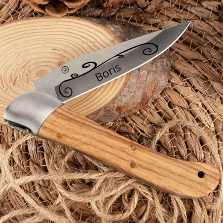 Coltello tascabile tattoo in legno personalizzato