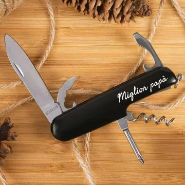 Coltello multifunzione nero personalizzato