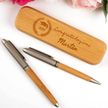 Cofanetto 2 penne in legno personalizzato