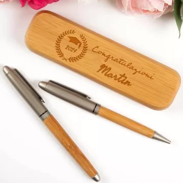 Cofanetto 2 penne in legno personalizzato