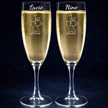 Coppia di flute da champagne coppia minimalista