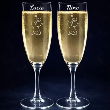 Coppia di flute da champagne coppia minimalista