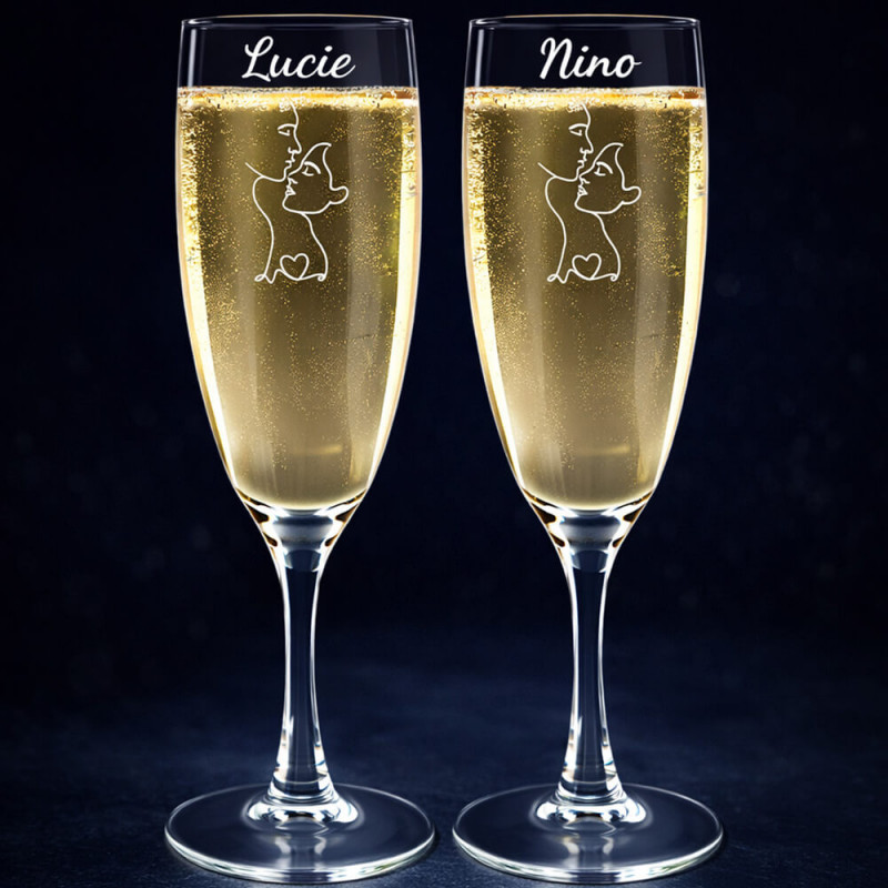 Coppia di flute da champagne coppia minimalista