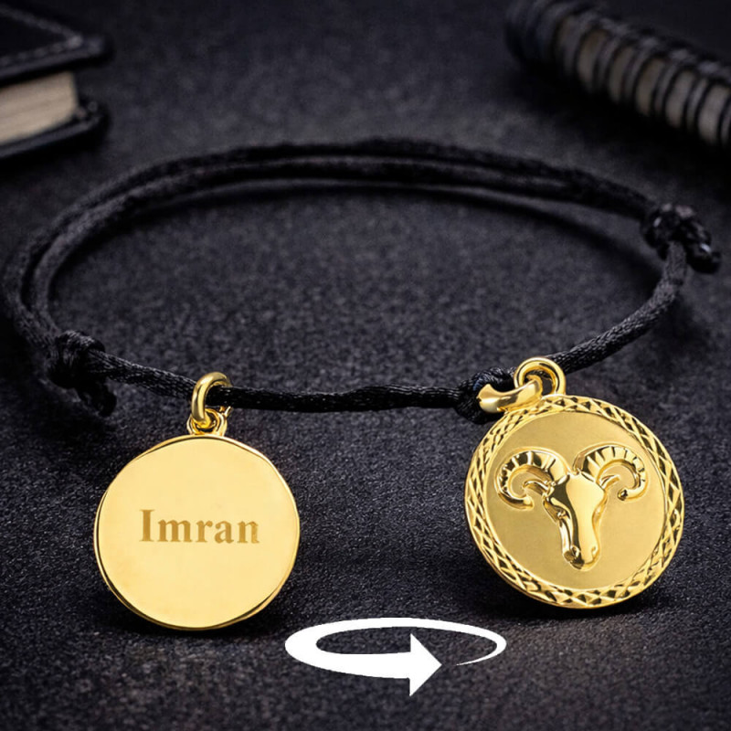 Bracciale segno zodiacale placcato oro personalizzato