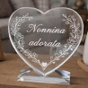 Cuore in vetro inciso nonna