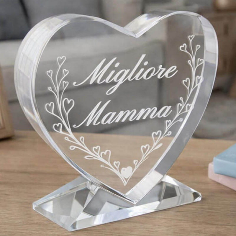 Cuore in vetro personalizzato mamma
