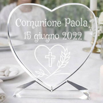 Cuore vetro inciso comunione