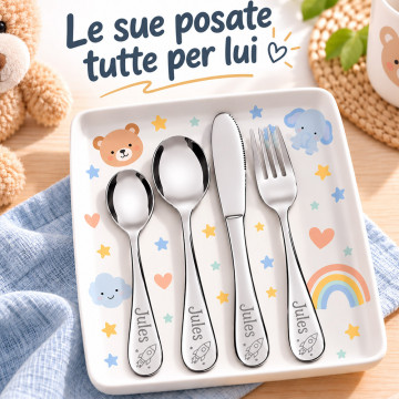 Set di posate orsetto personalizzato per bambini