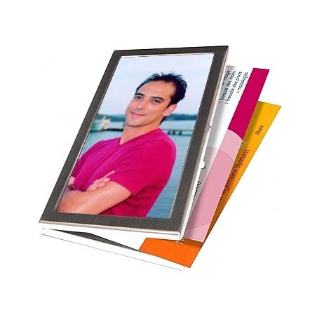 Porta biglietti da visita in metallo con foto