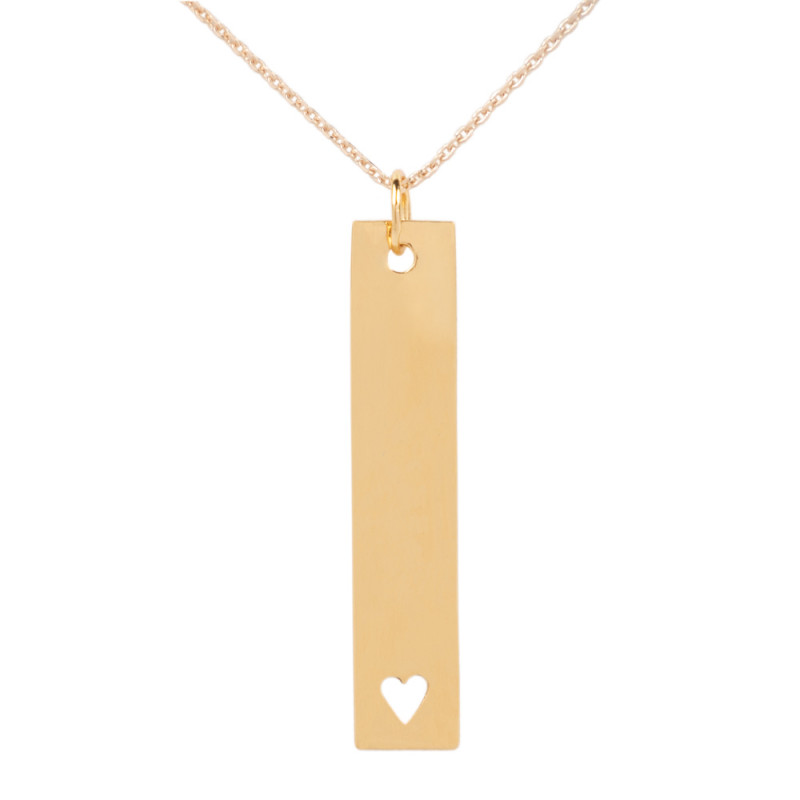 Collana cuore verticale placcato oro e inciso
