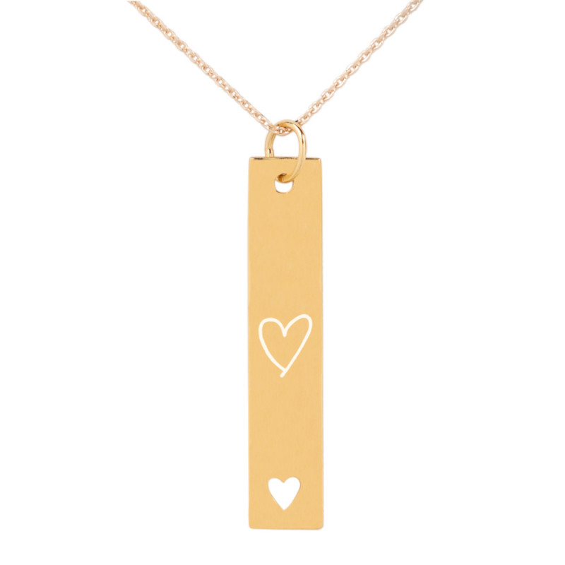 Collana con placca cuore iniziale placcata oro
