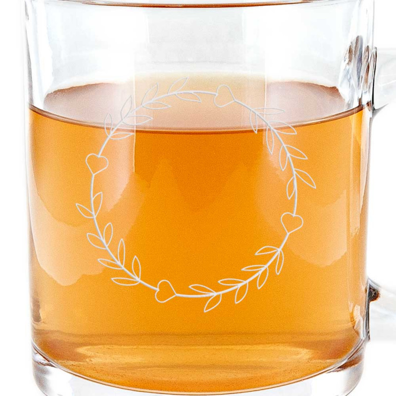 Tazza in vetro personalizzata con iniziali cuore