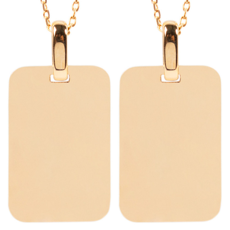 Collana rettangolare in oro placcato con testo inciso