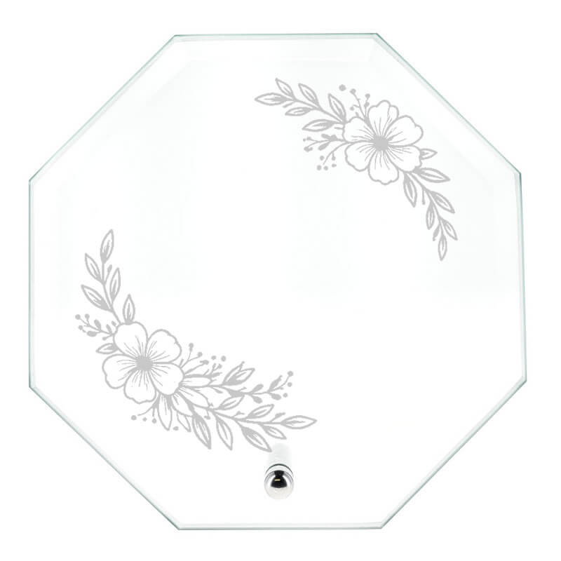 Cornice in vetro originale con fiori incisi